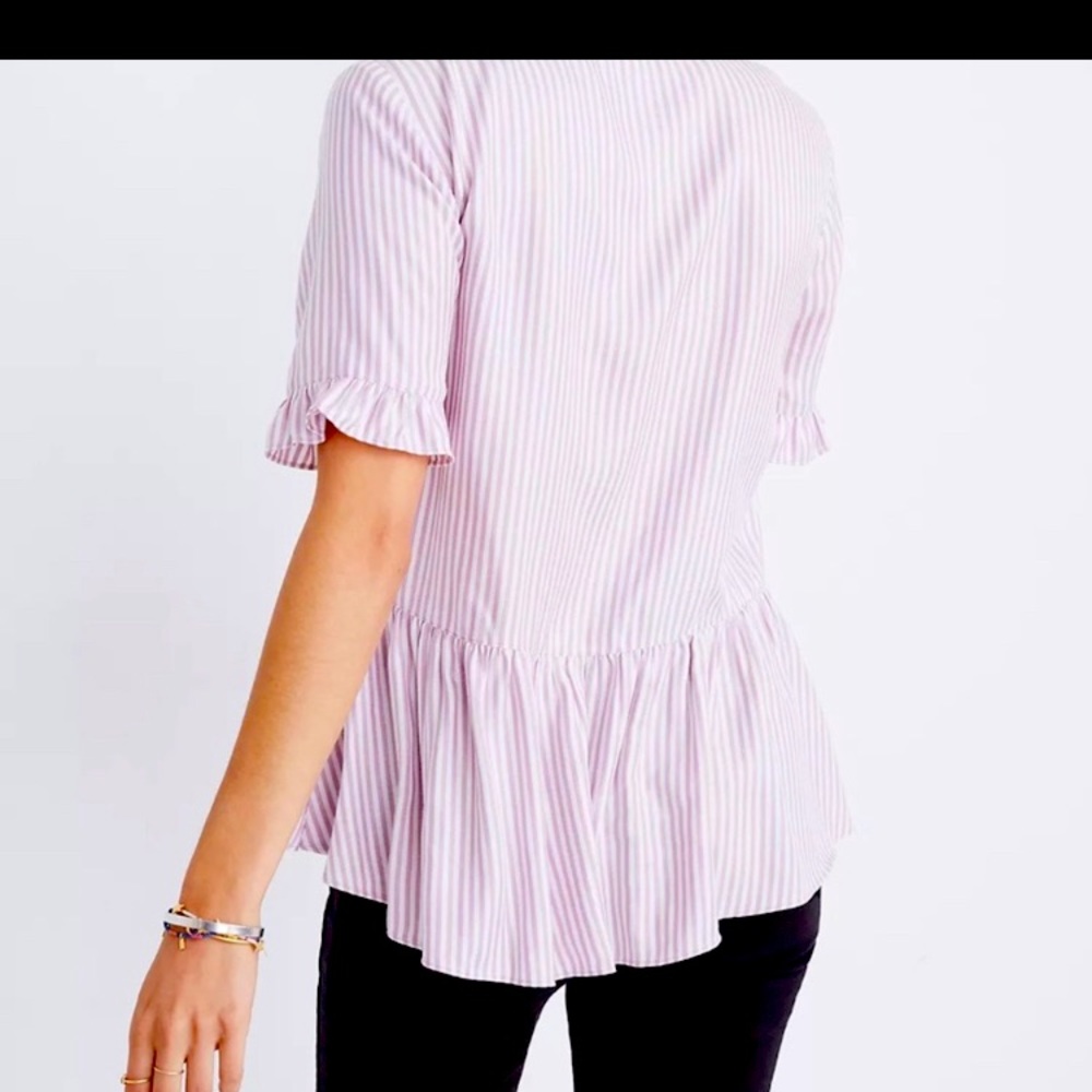 Madewell lavender and white striped ruffle hem peplum blouse - Picture 2 of 9